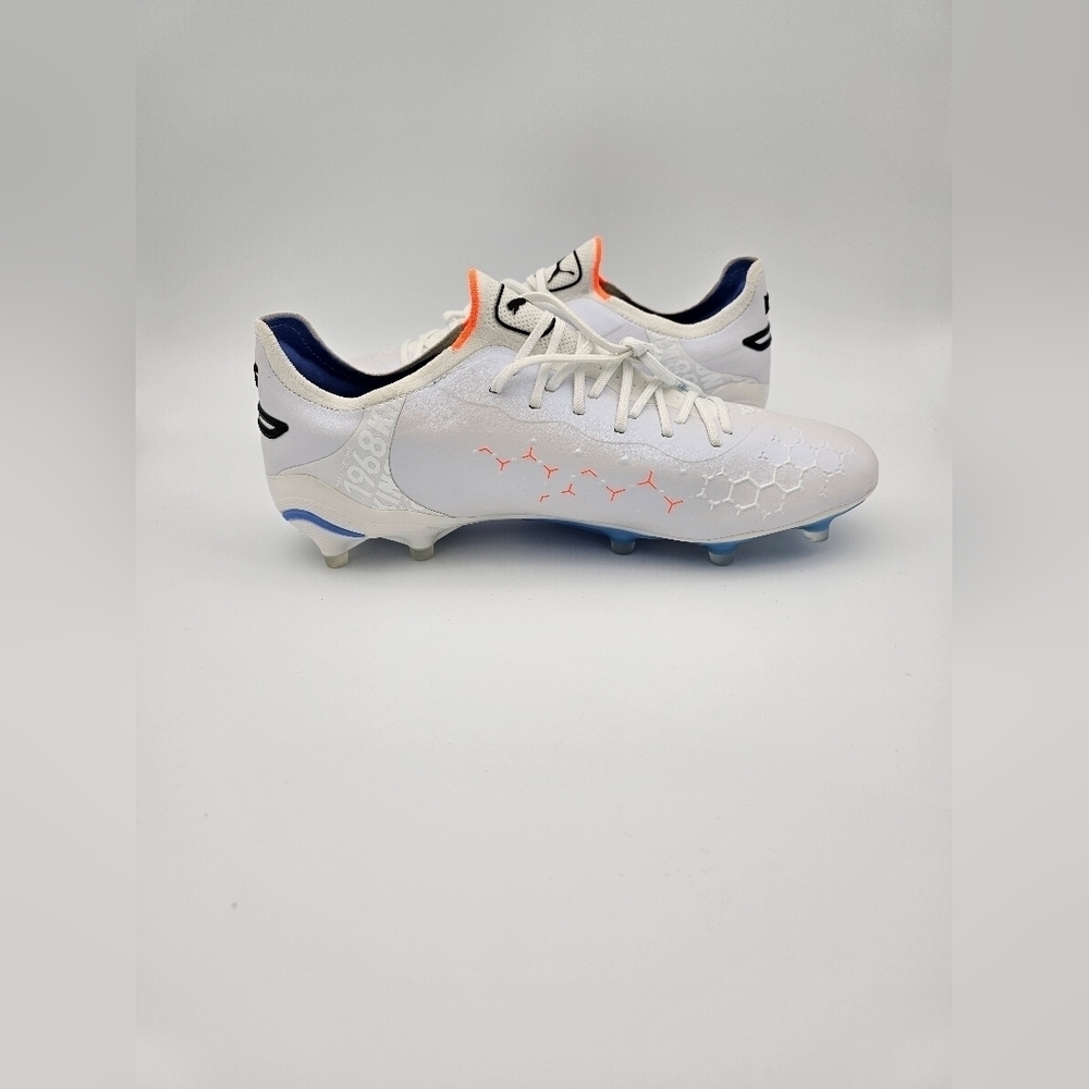 Puma King Ultimate FG AG 'White Blue Glimmer' Soccer Cleats - Picture 2 of 6